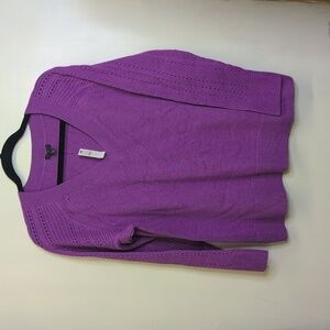 Talbots V-Neck Knit Sweater in Bright Purple